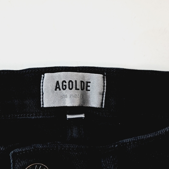 AGOLDE Black Stretch Mid Rise Raw Hem Skinny Jeans‎ - Picture 5 of 9